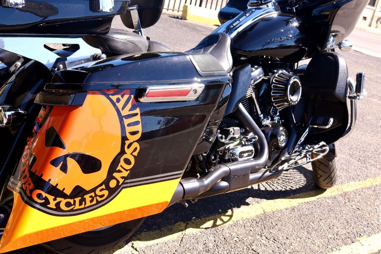 Orange and black custom motorcycle